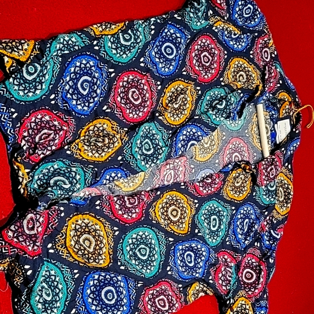 Denim & flower psychedelic Short sleeve button up